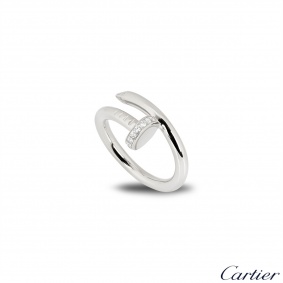 Cartier White Gold Diamond Juste Un Clou Ring Size 52 B4092700